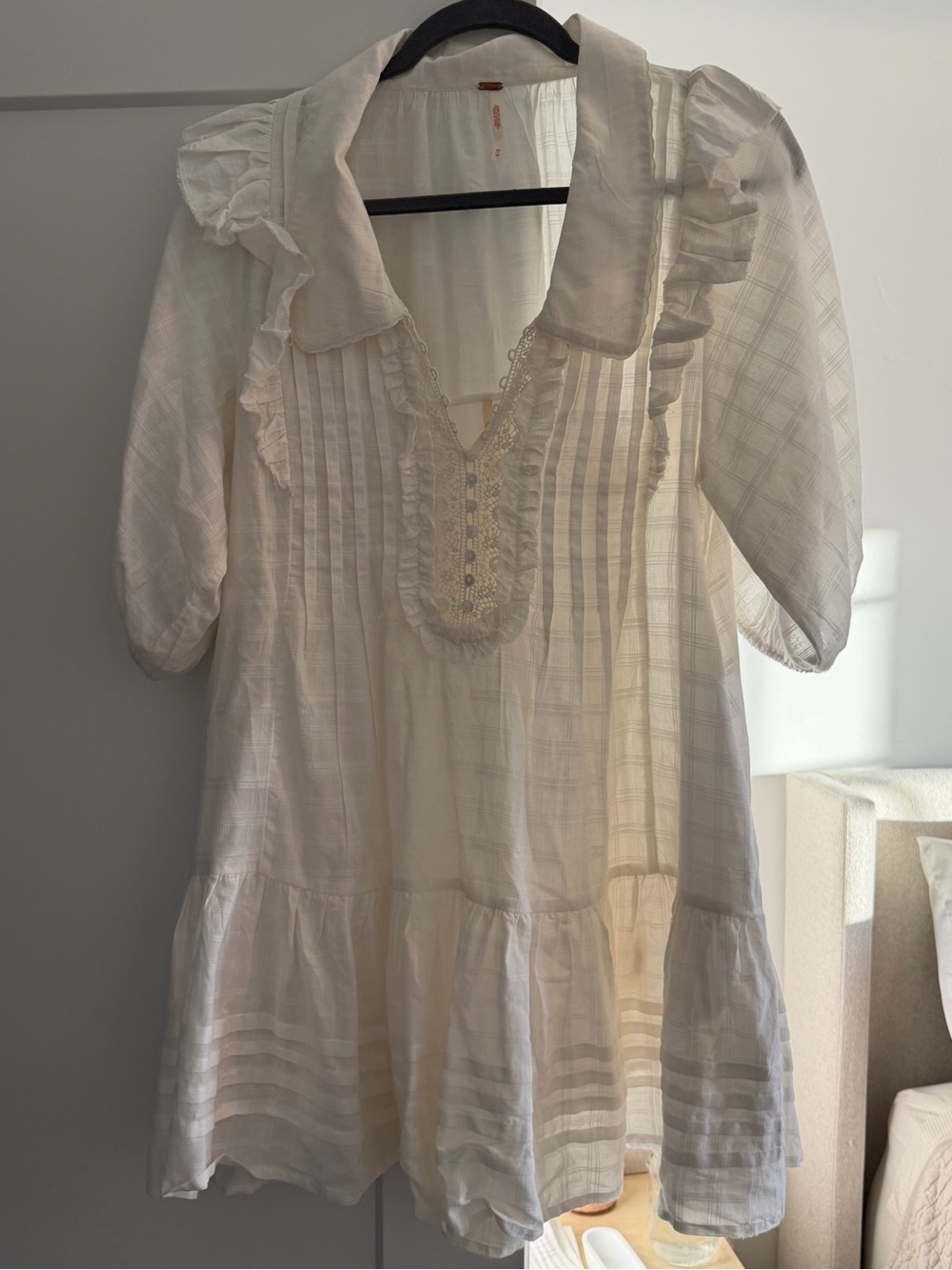Free People Ivory Ruffle Tunic Dress with slip